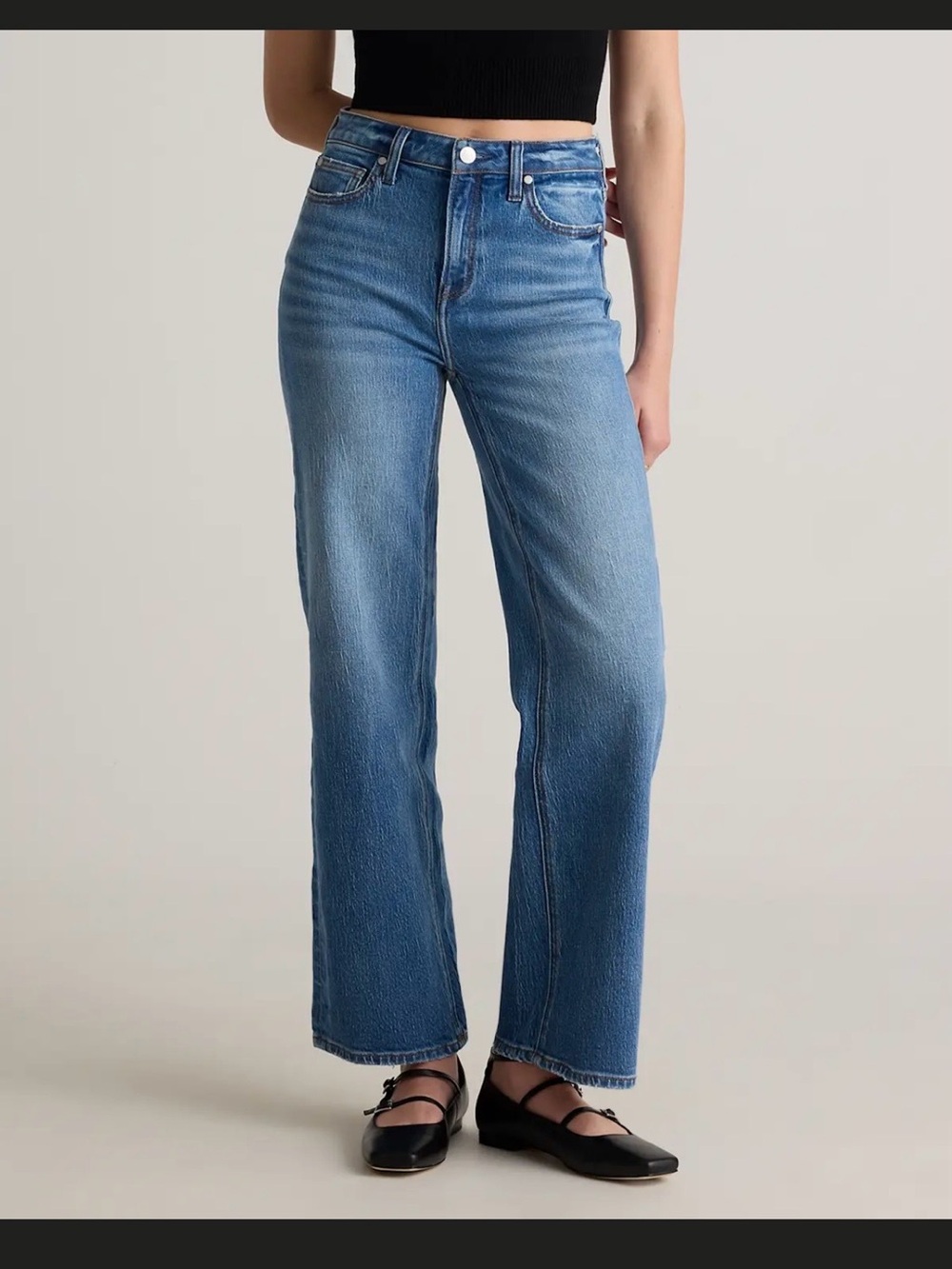 Quince Bella Stretch Relaxed Straight Jeans in Atlantic Blue - Picture 4 of 4